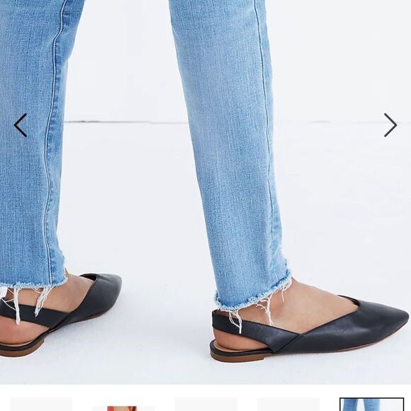 Madewell The Ava Slingback Flat Black Leather Pointy Toe Size 9.5 - Picture 2 of 7